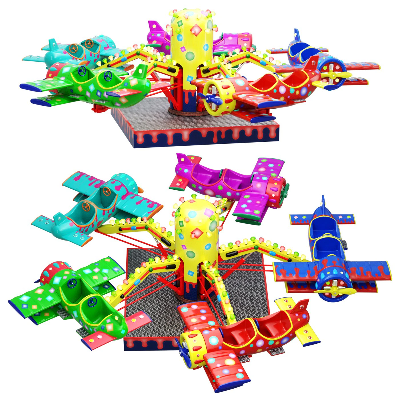 Childrens carousel Planes 3D Model .c4d .max .obj .3ds .fbx .stl .blend