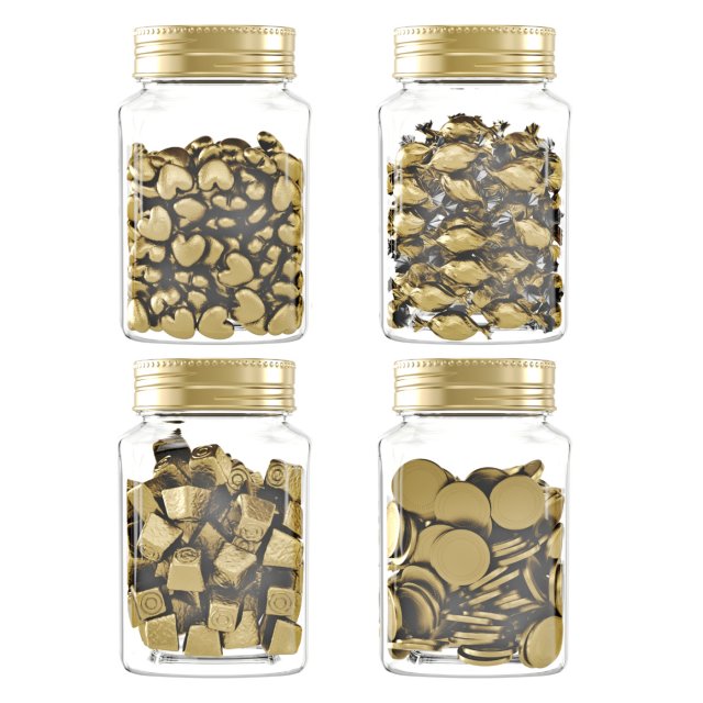 Chocolates in a jar 3D Model .c4d .max .obj .3ds .fbx .stl .blend 
