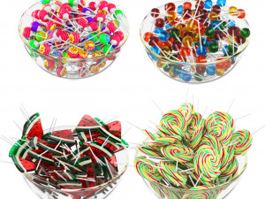 Glass bowl with lollipops 3D Model