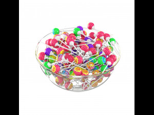 Glass bowl with lollipops 3D Model