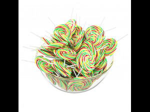 Glass bowl with lollipops 3D Model