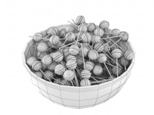 Glass bowl with lollipops 3D Model