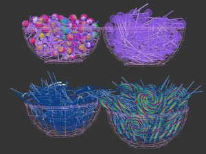 Glass bowl with lollipops 3D Model