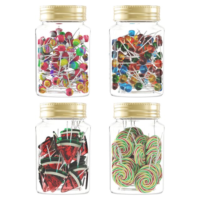 Lollipops in a glass jar 3D Модель .c4d .max .obj .3ds .fbx .stl .blend 