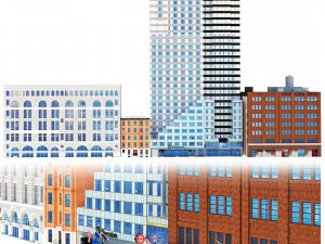 Facciata degli edifici di City Point Brooklyn New York Modello 3D