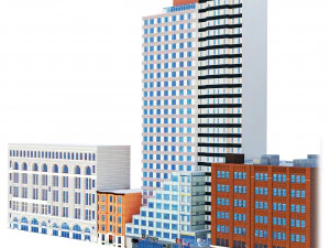 Fachada dos edif&iacute;cios de City Point Brooklyn Nova York Modelo 3D