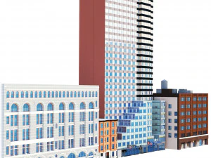 Fachada dos edif&iacute;cios de City Point Brooklyn Nova York Modelo 3D