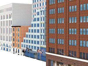 Fachada dos edif&iacute;cios de City Point Brooklyn Nova York Modelo 3D