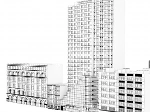 Fachada dos edif&iacute;cios de City Point Brooklyn Nova York Modelo 3D