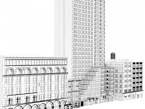 Fachada dos edif&iacute;cios de City Point Brooklyn Nova York Modelo 3D