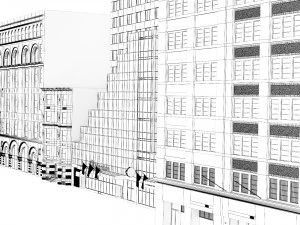 Fachada dos edif&iacute;cios de City Point Brooklyn Nova York Modelo 3D