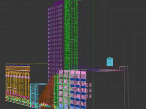 Fachada dos edif&iacute;cios de City Point Brooklyn Nova York Modelo 3D