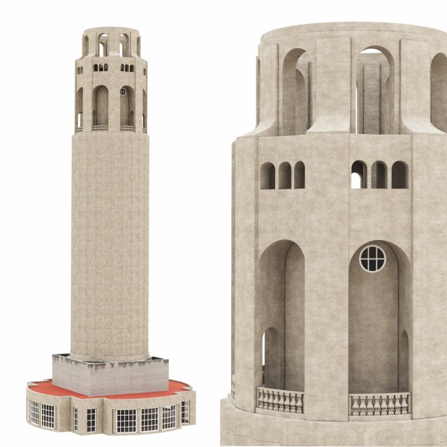 Coit Tower San Francisco 3D-Modell .c4d .max .obj .3ds .fbx .stl .blend 