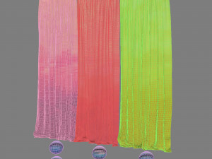 Curtains on a metal cornice 3D Model