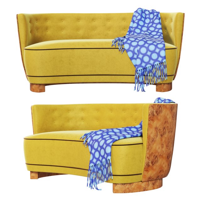Sofa Curved 3D 모델 .c4d .max .obj .3ds .fbx .stl .blend 