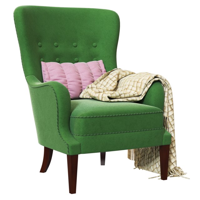 Armchair Danish Lounge 3D Model .c4d .max .obj .3ds .fbx .stl .blend 
