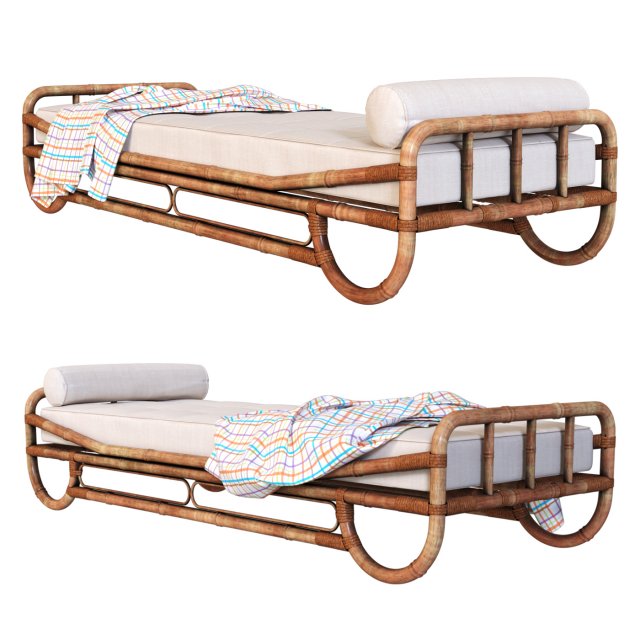 Chaise longue Bamboo 3D Модель .c4d .max .obj .3ds .fbx .stl .blend 