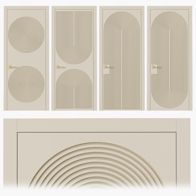 Interior doors milled 8 3D Model .c4d .max .obj .3ds .fbx .stl .blend 