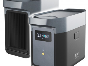 EcoFlow DELTA 2 charging station and battery 3D Model