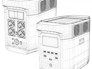 EcoFlow DELTA 2 charging station and battery 3D Model