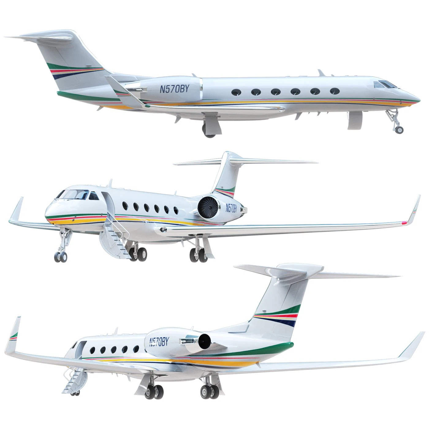 Aircraft Gulfstream G400 3D Model .c4d .max .obj .3ds .fbx .stl .blend 