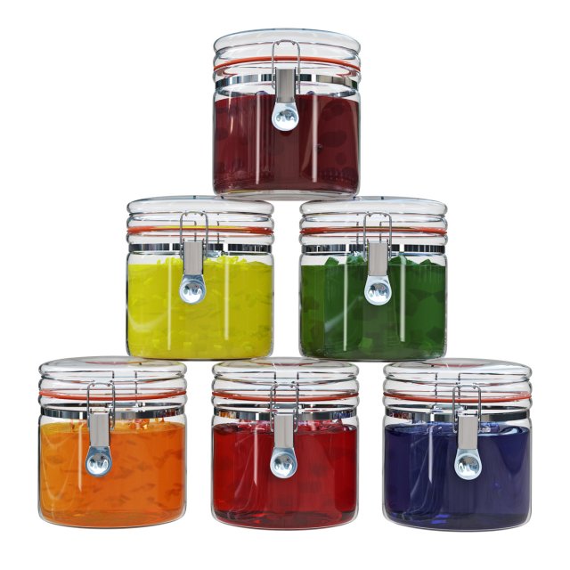 Jam in glass jars 3D 모델 .c4d .max .obj .3ds .fbx .stl .blend 