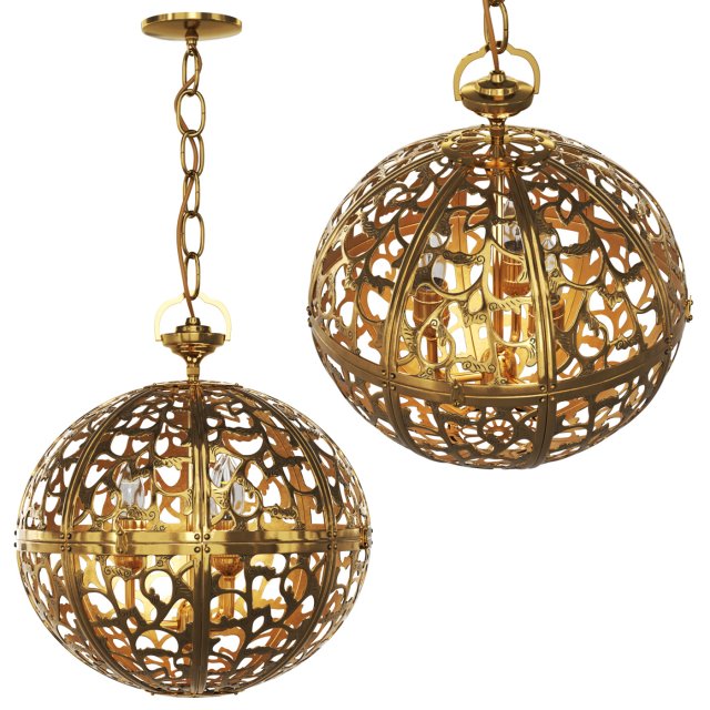 Japanese brass chandelier 3D Model .c4d .max .obj .3ds .fbx .stl .blend 