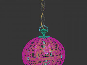 Japanese brass chandelier 3D Model