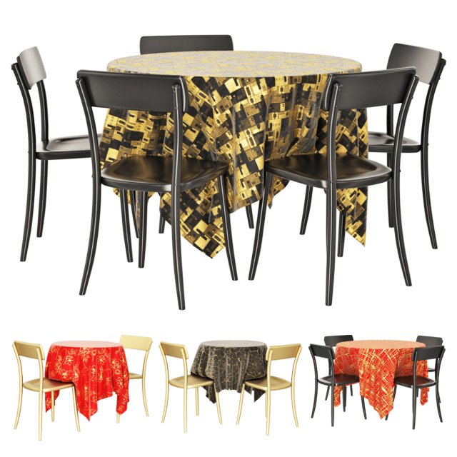 Tablecloths for a round table 3D Модель .c4d .max .obj .3ds .fbx .stl .blend 