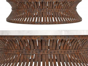 Mesa de centro de reloj de arena de hierro y m&aacute;rmol blanco Modelo 3D