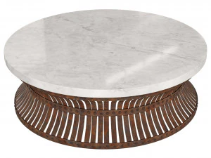 White Marble Iron Hourglass Coffee Table 3D Model