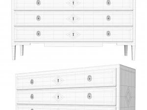Antique chest of drawers Louis 3D Model