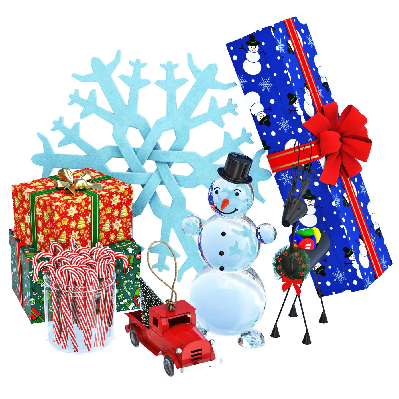 New Year set 3D Model .c4d .max .obj .3ds .fbx .stl .blend