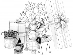 New Year set 3D-Modell