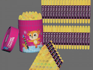 젤 크레용 36개 세트 3D 모델