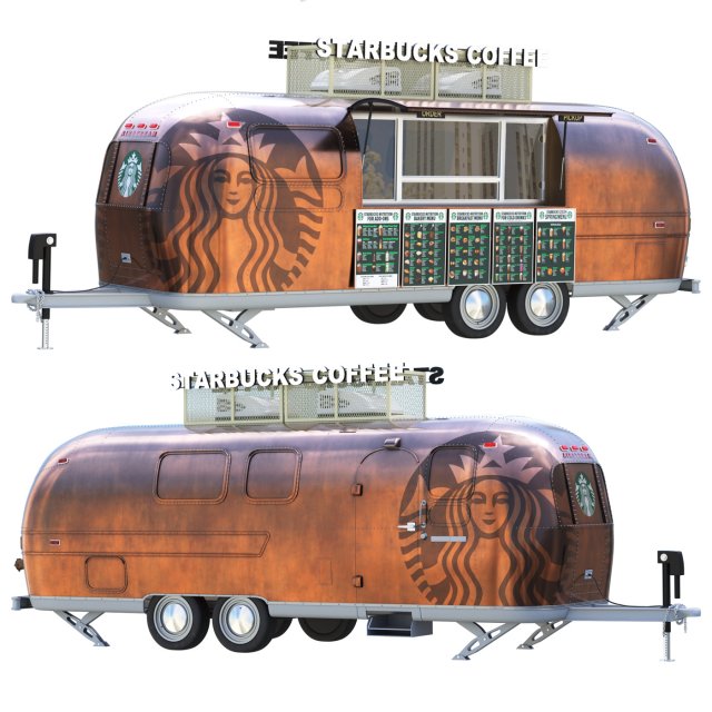 Starbucks Coffee trailer Dubai 3D Model .c4d .max .obj .3ds .fbx .stl .blend 