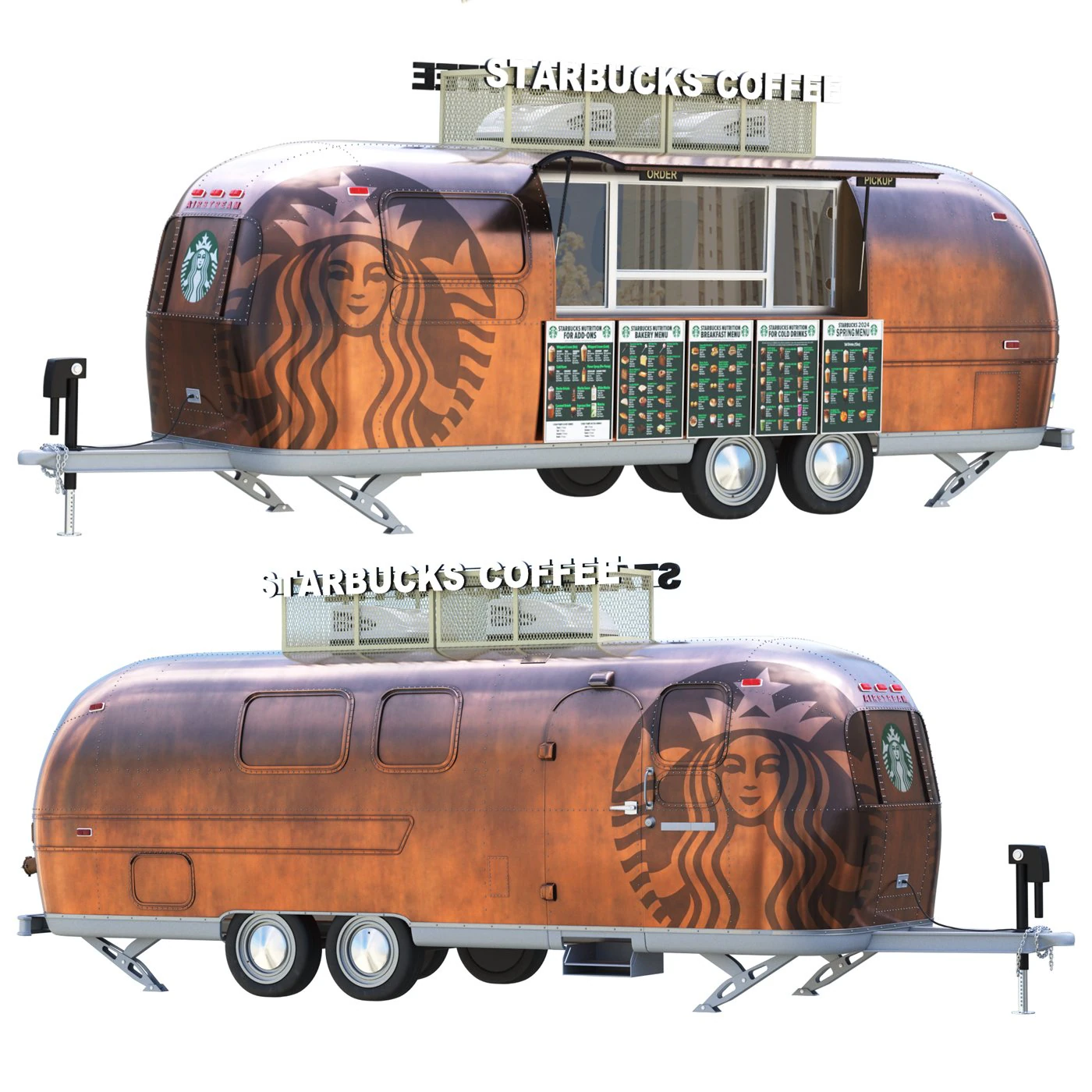 Starbucks Coffee trailer Dubai 3D Model .c4d .max .obj .3ds .fbx .stl .blend 