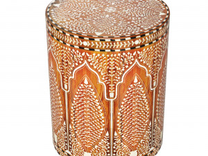 Colonial inlay barrel side table stool 3D Model