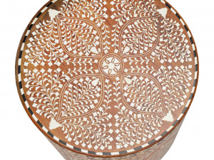 Colonial inlay barrel side table stool 3D 모델