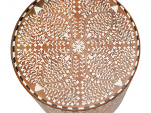 Colonial inlay barrel side table stool 3D Model