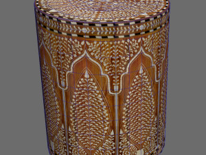 Colonial inlay barrel side table stool 3D 모델