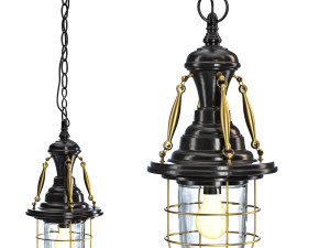 Pendant light Industrial Nautical Brass Black 3D Model
