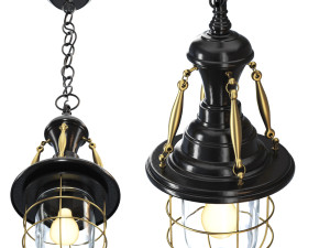 Pendant light Industrial Nautical Brass Black 3D 模型