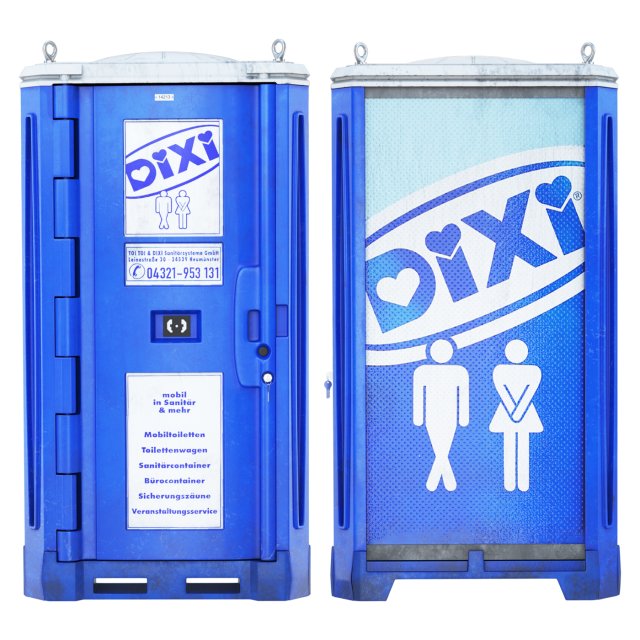 Dry toilet Dixi 3D 模型 .c4d .max .obj .3ds .fbx .stl .blend 