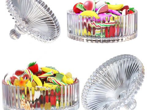 Sugar bowl with sweets 3D Model