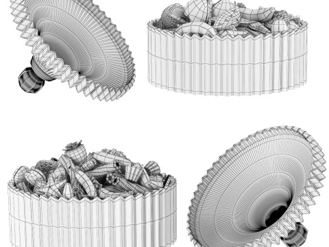 Sugar bowl with sweets 3D Model