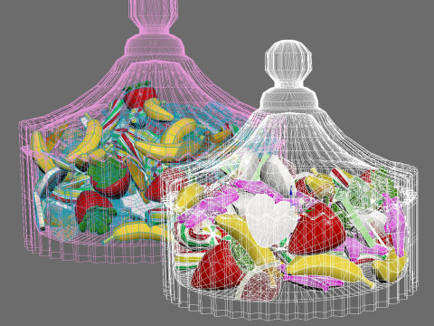 Sugar bowl with sweets 3D 模型