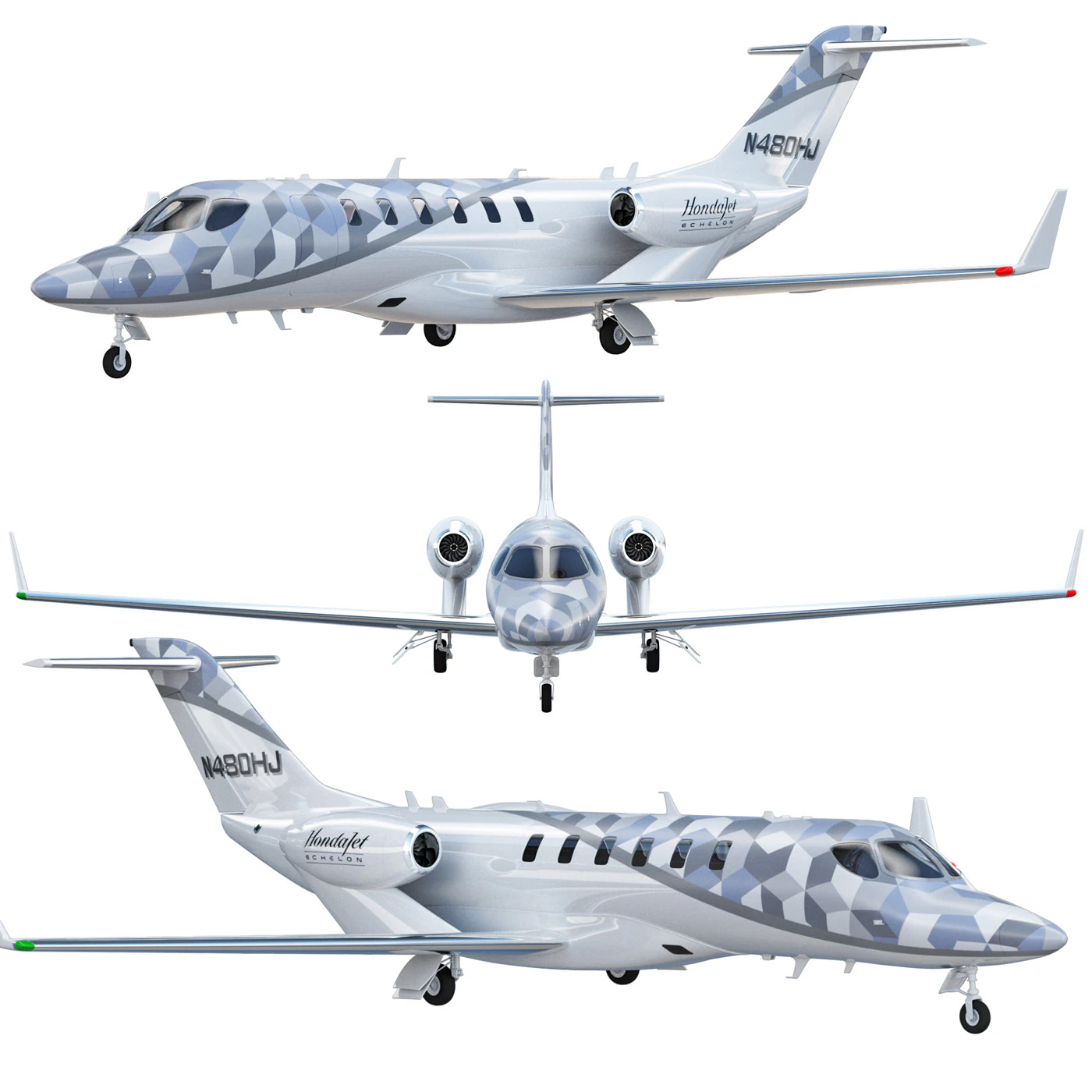 Hondajet Echelon airplane 3D Model .c4d .max .obj .3ds .fbx .stl .blend 
