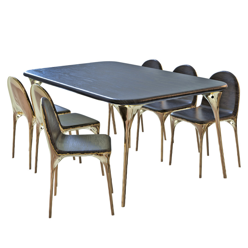Valentin Loellmann Table and Chairs 3D Model .c4d .max .obj .3ds .fbx .stl .blend 