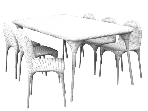 Valentin Loellmann Table and Chairs 3D Model
